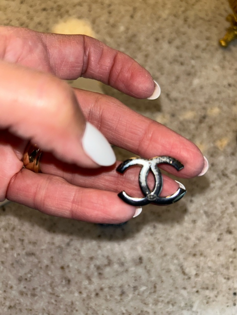 CHANEL Silver CC Crystal Logo Earrings - Picture 11 of 15